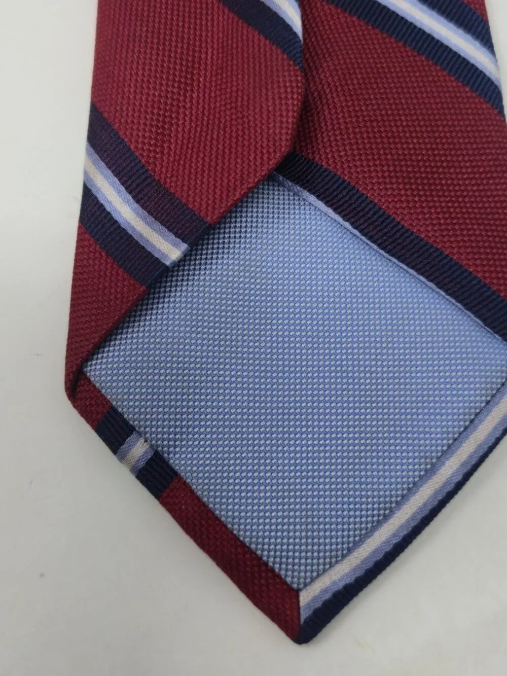 ​Tommy Hilfiger Silk Mens Burgundy Navy Blue Striped Classic 3.25